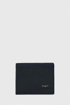 foto шкіряний гаманець aeronautica militare чоловічий колір синій