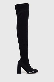 foto чоботи love moschino жіночі колір чорний каблук блок ja26069g1him0000