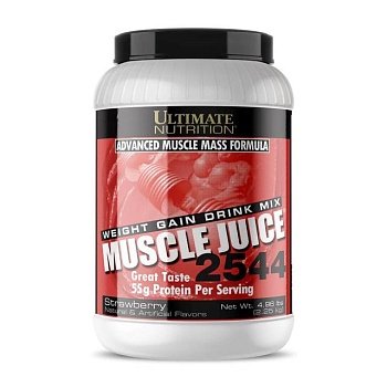 foto дієтична добавка гейнер в порошку ultimate nutrition muscle juice 2544 полуниця, 2.25 кг