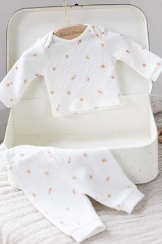 foto детская хлопковая пижама tartine et chocolat цвет белый узор