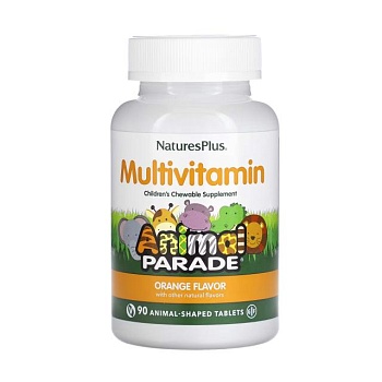 foto диетическая добавка для детей витамины в таблетках naturesplus animal parade витамин с со вкусом апельсина, 90 шт
