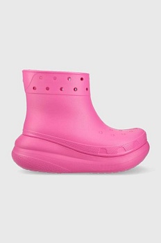 foto гумові чоботи crocs classic crush rain boot жіночі колір рожевий 207946 207946.6ub-6ub