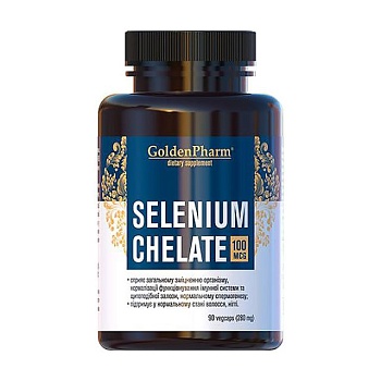 foto харчова добавка в капсулах golden pharm selenium chelate селен хелат, 100 мкг, 90 шт