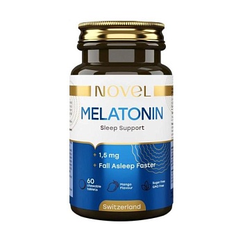 foto дієтична добавка вітаміни жувальні novel мелатонін 1.5 мг, 60 штук