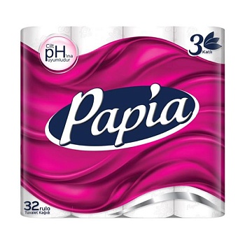 foto туалетний папір papia білий, 3-шаровий, 150 відривів, 32 шт