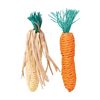 foto игрушка для грызунов trixie морковь + кукуруза, 15 см (6192)