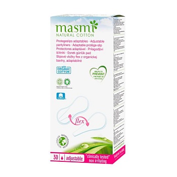 foto ежедневные гигиенические прокладки masmi natural cotton adjustable, 30 шт