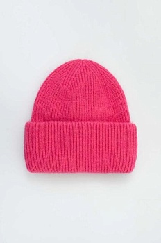 foto вовняна шапка answear lab колір рожевий з товстого трикотажу вовна