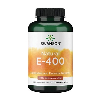 foto дієтична добавка вітаміни в гелевих капсулах swanson natural vitamin e вітамін е, 200 мо, 250 шт