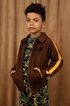 foto детская кофта mini rodini цвет коричневый с принтом