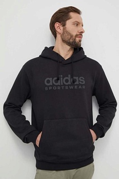 foto кофта adidas чоловіча колір чорний з капюшоном з аплікацією iw1202