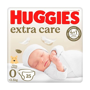 foto підгузки huggies extra care розмір 0 (до 3.5 кг), 25 шт