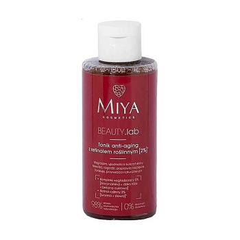 foto антивіковий тонер для обличчя miya cosmetics beauty lab anti-aging toner з рослинним ретинолом 2%, 150 мл