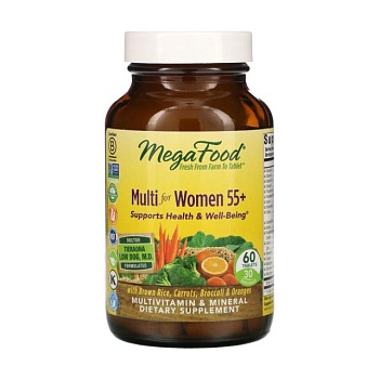 foto диетическая добавка мультивитамины и минералы в таблетках megafood multi for women 55+ для женщин, 60 шт