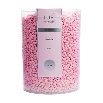 foto гарячий полімерний віск для депіляції tufi profi premium hot film wax у гранулах троянда, 1 кг