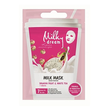 foto тканинна маска для обличчя milky dream пітахая та білий чай, 20 мл