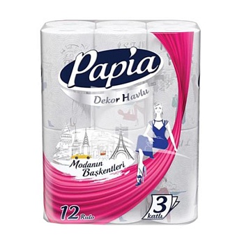 foto бумажные полотенца papia, 3-слойные, 12 рулонов