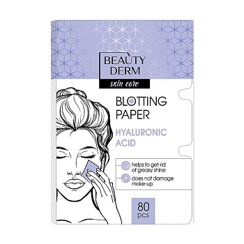 foto матувальні серветки для обличчя beautyderm skin care blotting paper з гіалуроновою кислотою, 80 шт