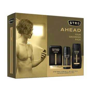 foto парфюмированный набор мужской str8 ahead (лосьон после бритья, 100 мл + дезодорант, 150 мл + гель для душа, 250 мл)