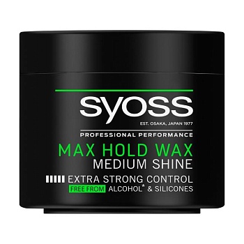 foto віск для укладання волосся syoss max hold wax екстрасильна фіксація, 150 мл
