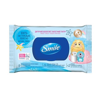 foto детская влажная туалетная бумага smile фиксики, с клапаном, 44 шт
