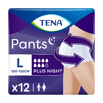foto труси-підгузки для дорослих tena pants plus night нічні, розмір l, 12 шт