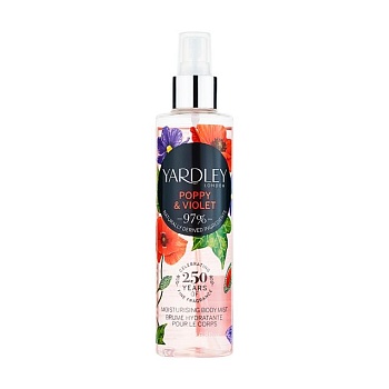 foto парфумований спрей для тіла yardley poppy & violet moisturising fragrance body mist жіночий, 200 мл