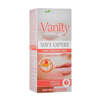 foto набор для депиляции лица bielenda vanity soft expert (крем, 15 мл + компресс после депиляции, 2*5 г + шпатель)