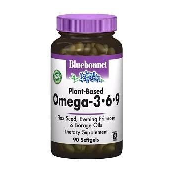 foto дієтична добавка жирні кислоти в капсулах bluebonnet nutrition omega 3-6-9 омега 3-6-9 на рослинній основі, 90 шт