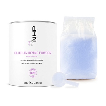 foto безаммиачная осветляющая пудра для волос nhp blue lightening powder с органическим алоэ вера, 500 г