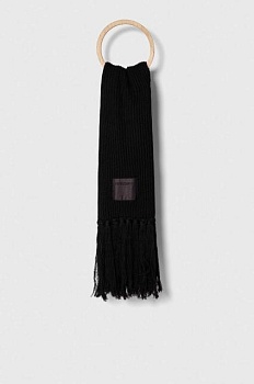 foto вовняний шарф patrizia pepe колір чорний однотонний