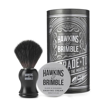 foto набор для бритья мужской hawkins & brimble shaving gift set (крем для бритья, 100 мл + помазок)