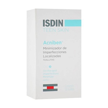 foto влажные салфетки для лица isdin teen skin acniben, 30 шт
