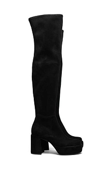 foto замшевые сапоги kennel & schmenger clip женские цвет чёрный каблук кирпичик 21-60030.470