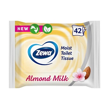 foto влажная туалетная бумага zewa с ароматом миндального молочка, 1-слойная, 42 шт