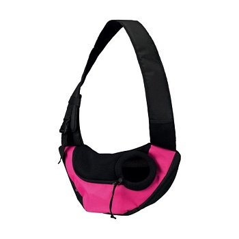 foto сумка-переноска для собак та кішок на плече trixie sling front bag, чорна з рожевим, 50*25*18 см
