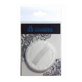 foto подушечка для пудри db cosmetic 980 коло, біла зі стрічкою тканинна