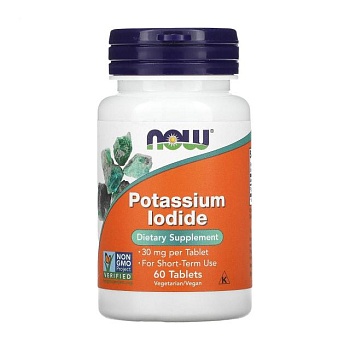 foto дієтична добавка в таблетках now foods now foods potassium iodide йодид калію 30 мг, 60 шт