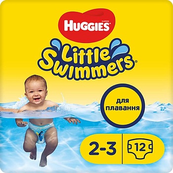 foto трусики-подгузники для плавания huggies little swimmers размер 2-3 (3-8 кг), 12 шт