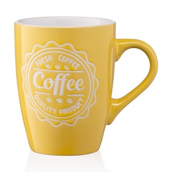 foto чашка ardesto coffee керамическая, желтая, 330 мл (ar3469y)