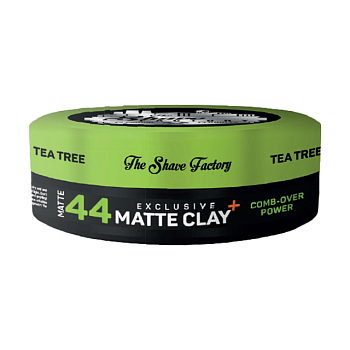 foto матувальна глина для укладання волосся the shave factory exсlusive matte clay 44, з олією чайного дерева, 150 мл