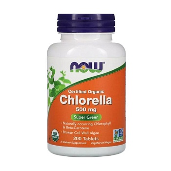 foto дієтична добавка в таблетках now foods chlorella хлорела 500 мг, 200 шт
