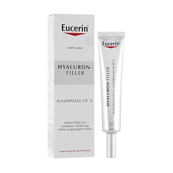 foto крем для кожи вокруг глаз eucerin hyaluron-filler eye + 3x effect, spf15, 15 мл