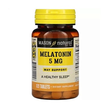 foto дієтична добавка в таблетках mason natural melatonin, мелатонін 5 мг, 120 шт