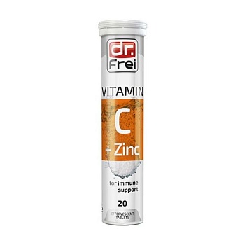 foto харчова добавка вітаміни шипучі dr. frei vitamin c + zink, вітамін с + цинк, 20 шт