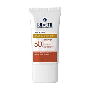 foto антивозрастной солнцезащитный крем для лица rilastil age repair anti-age protective cream spf 50+, 40 мл