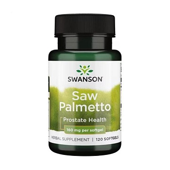 foto диетическая добавка в гелевых капсулах swanson saw palmetto extract экстракт пальмового дерева, для мужчин, 160 мг, 120 шт
