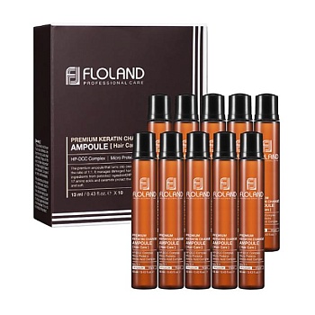 foto відновлювальний філер для волосся floland premium keratin change ampoule, 10*13 мл