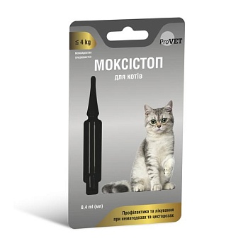 foto капли для кошек provet моксистоп, при нематодозах и цестодозах, до 4 кг, 0.4 мл