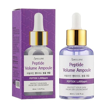 foto омолаживающая ампульная сыворотка для лица adelline peptide volume ampoule с пептидами, 80 мл